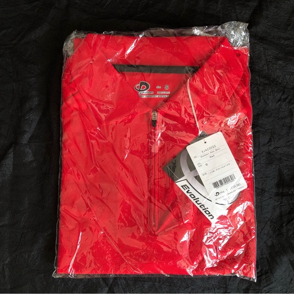 Phiten Evolution Zippered Polo Shirt Aqua Titanium Sport Technology - Red NEW - Picture 2 of 15